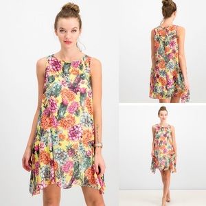 Robbie Bee Petite Cactus Chiffon Shift Dress, Citron/Coral size 6p